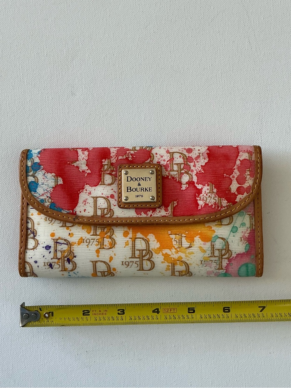 Dooney & Bourke Watercolor Graffiti Continental Wallet Multicolor DB Monogram - Picture 9 of 12